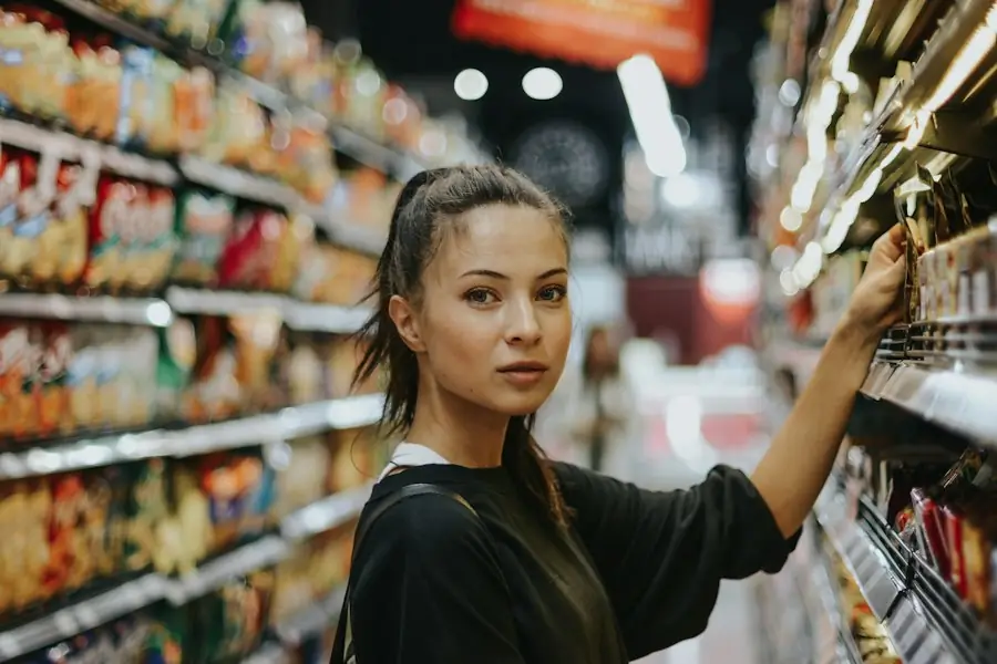 Retail worker stocking shelves